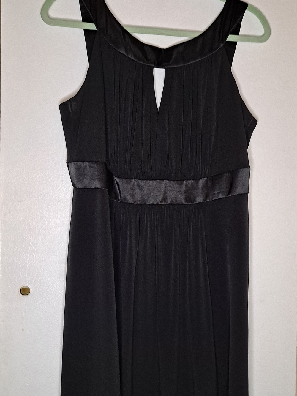 David's Bridal Black Sleeveless Cocktail Dress with Satin Waistband